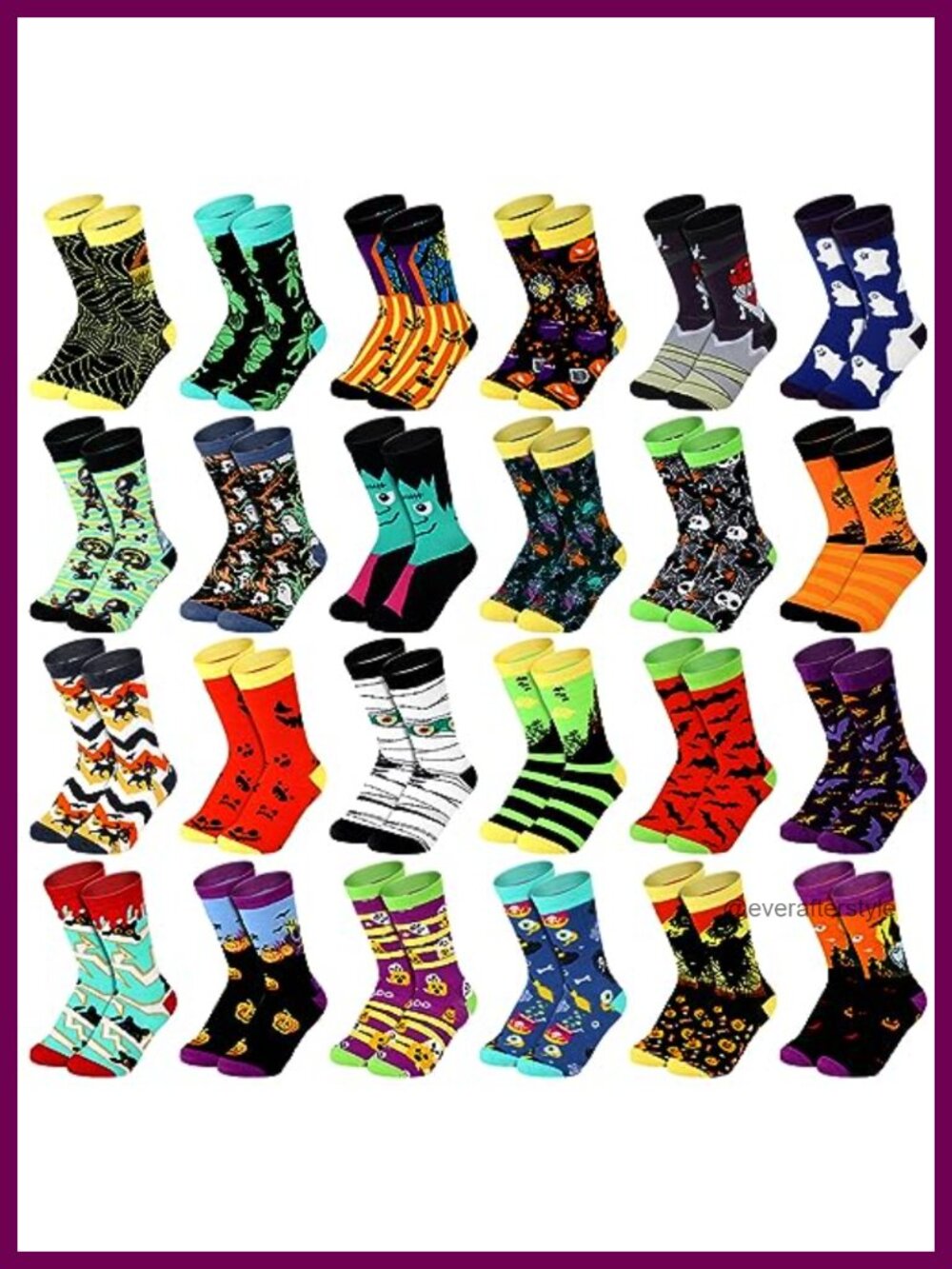 Fuzzy Horror Crew Socks 24 Pair Gift Set Soft Polyester Cotton Unisex